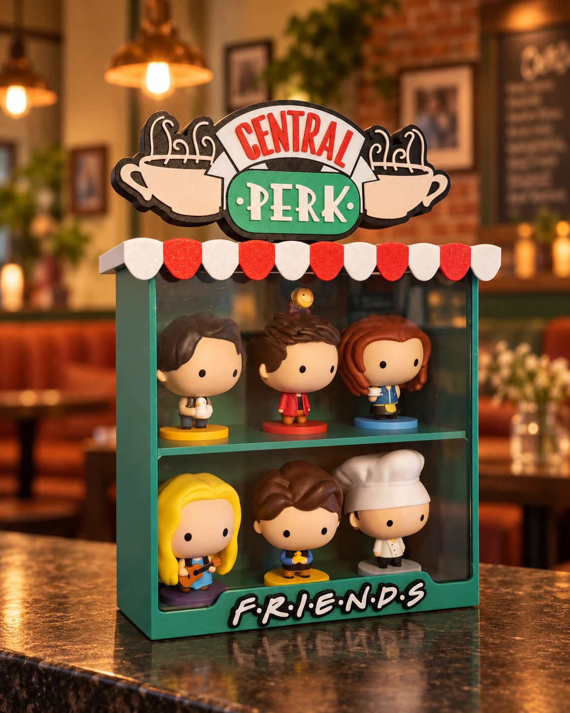 Friends Central Perk themed display case for collectible figures